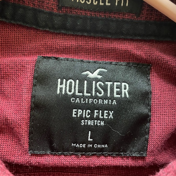 Red Long Sleeve Muscle Fit Button Down - Picture 3 of 3